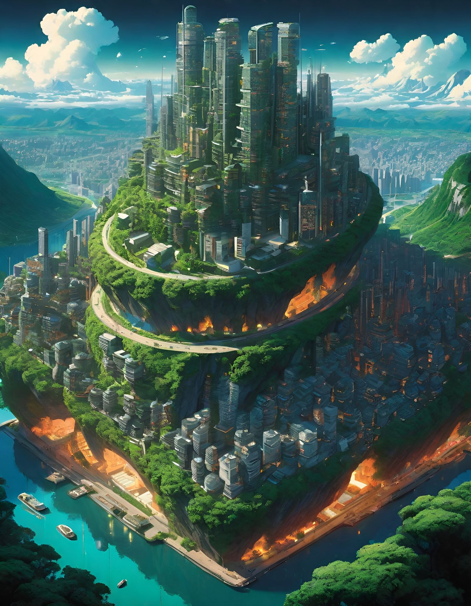 Utopian City Powered by Renewable Energy