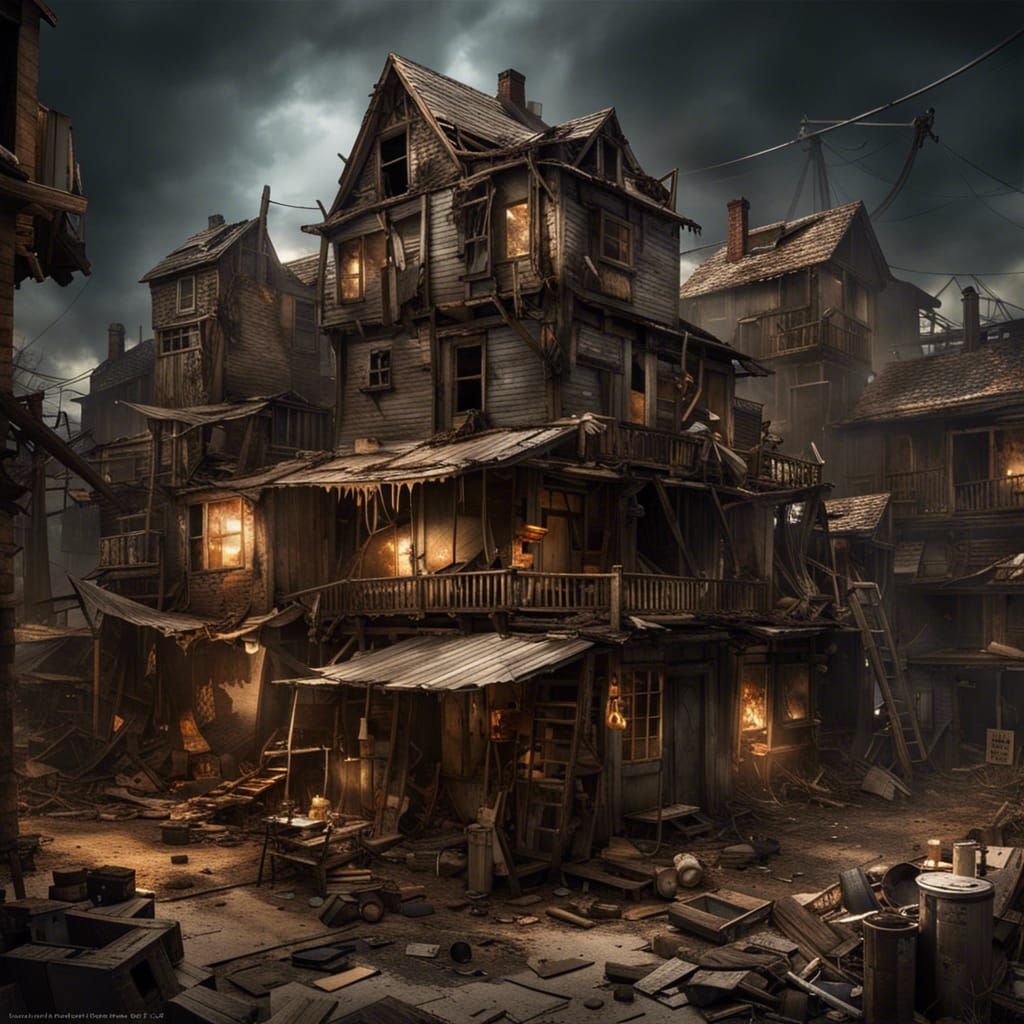Sinister Scrap Metal Town Digital Painting