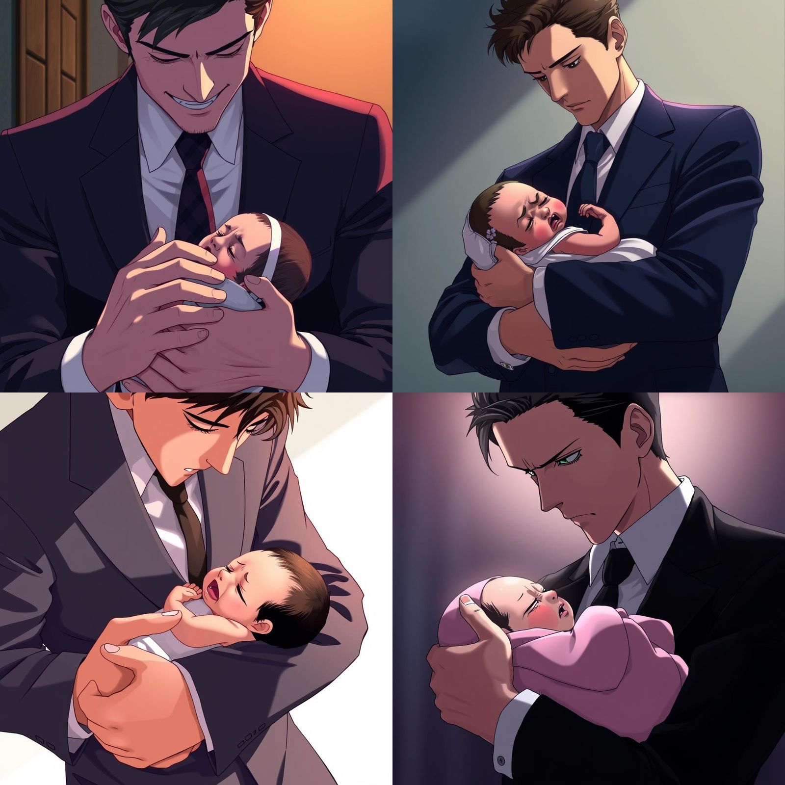 Levi Ackerman Soothes Crying Baby in Anime Style