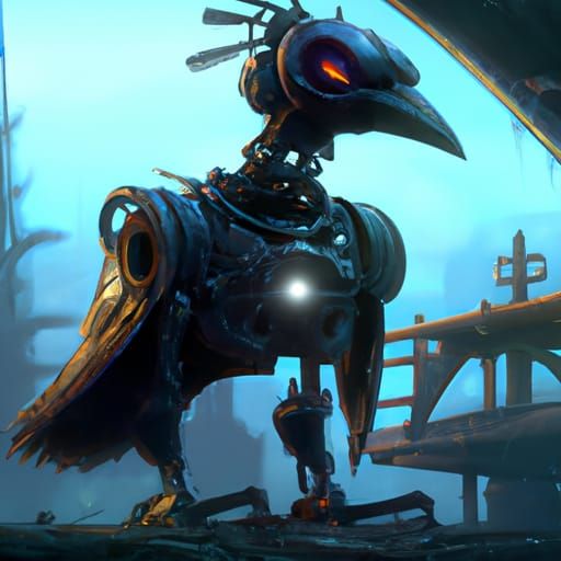 Intricate Mechanical Crow Concept Art in 8k