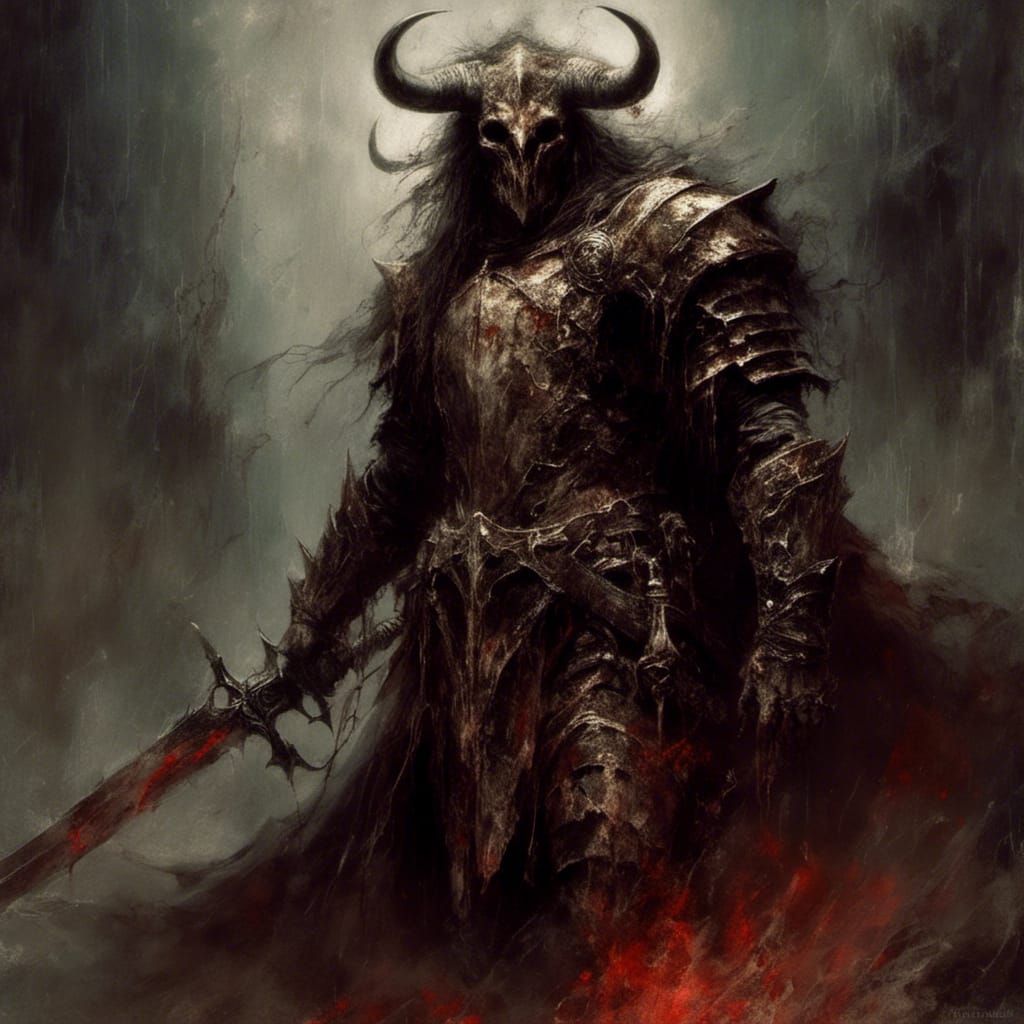 Minotaur Knight in Macabre Gothic Style