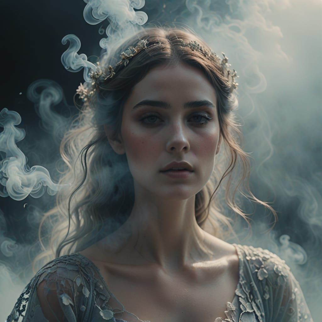 Ethereal Beauty Veiled in Mist: A Surreal Portrait