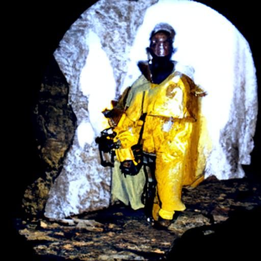Hazmat Suit in Dark Cave