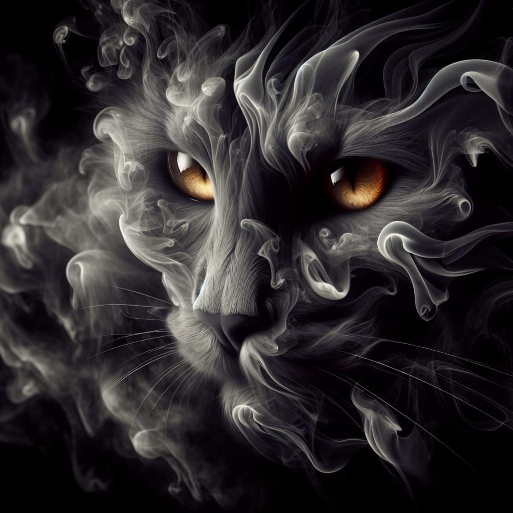Phantom Feline: A Majestic Smoky Cat