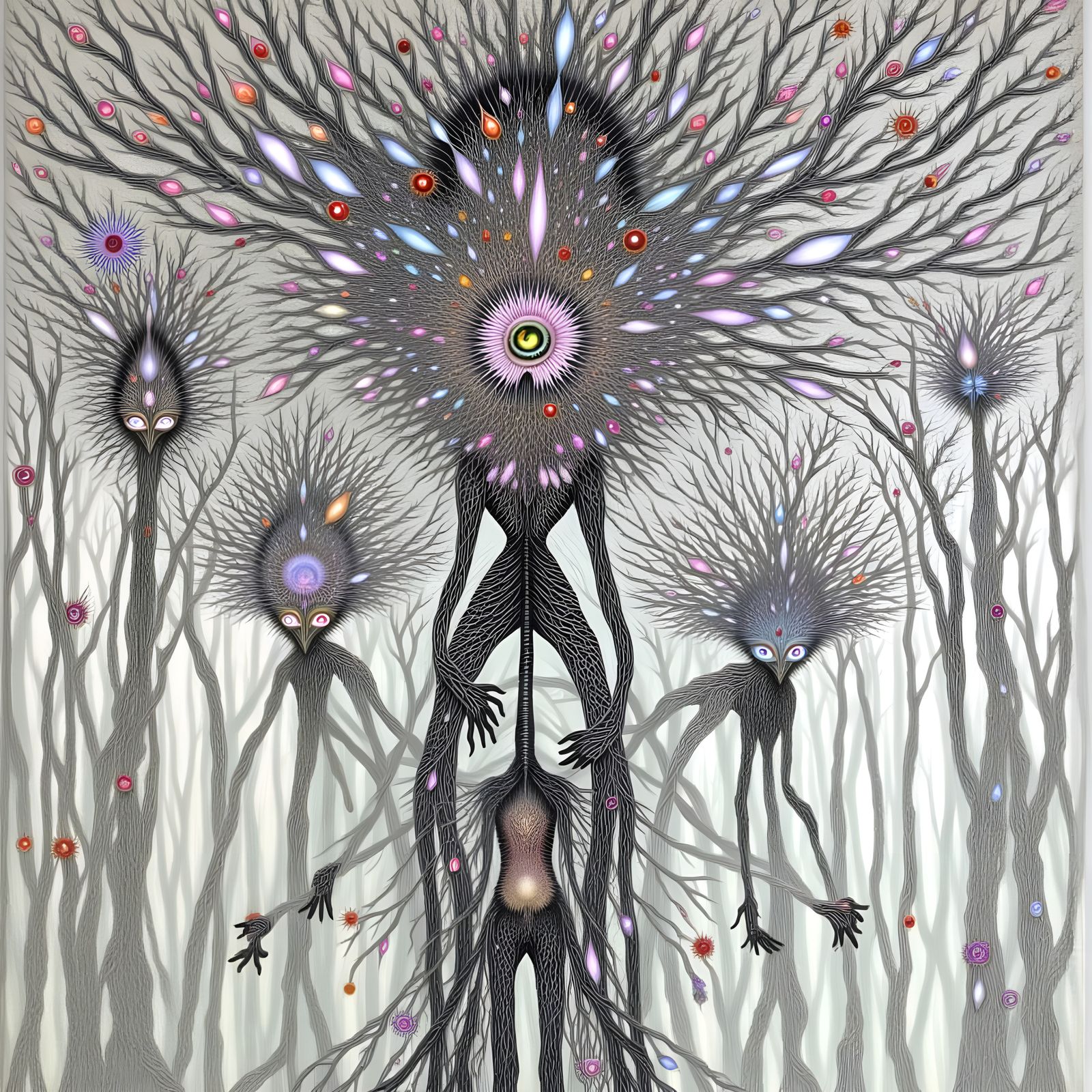 Bizarre Fractal Beings on Interconnected Bridges