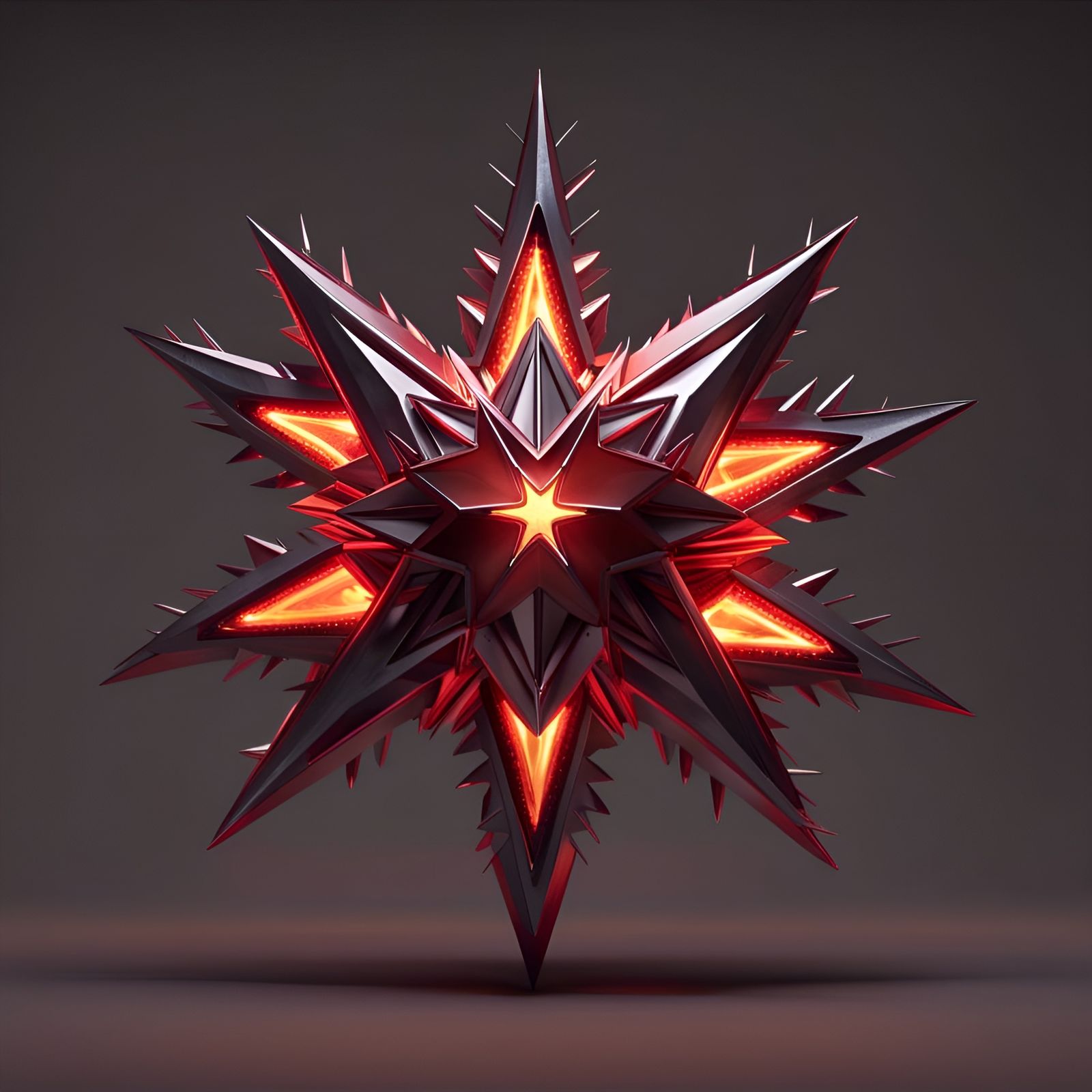 Fiery Iron Star: 3D Render in Cinematic Style
