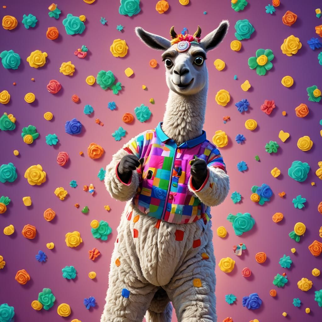Llama Eating Pajamas: 3D Digital Art