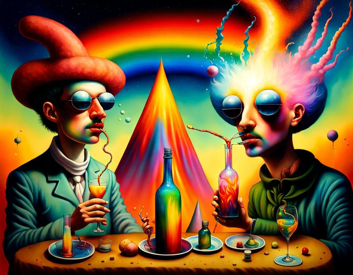 Cosmic Cartoon Characters Enjoying Plasma Drinks