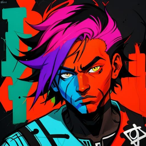 Graffiti Art Portrait in Urban Stencil Style