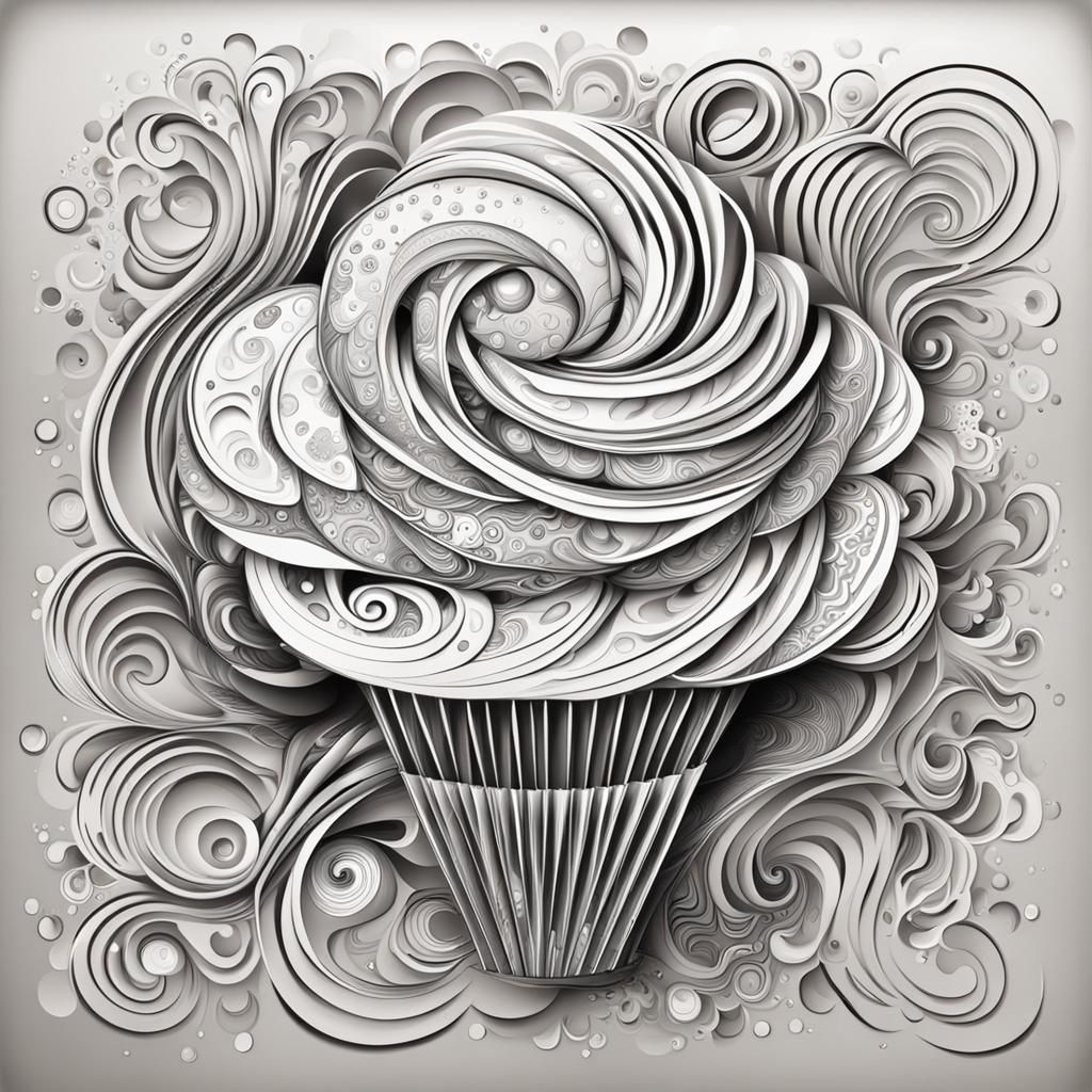 Abstract Ice Cream with Fractals and 3D Shading