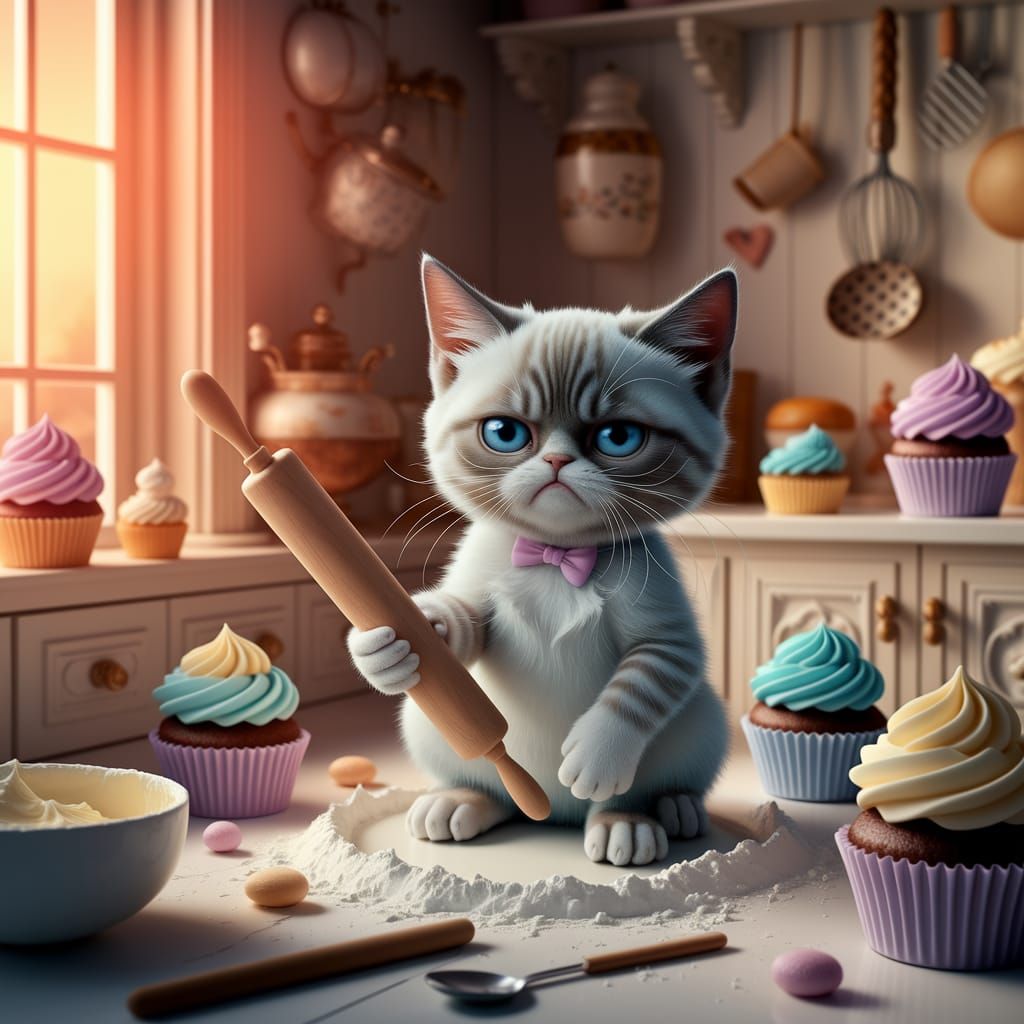 Grumpy Cat bakes Cupcakes