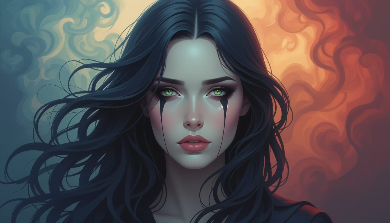 Ethereal Woman of Sorrow in Dramatic Digital Art
