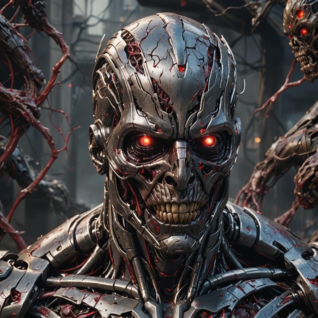 Zombie Ultron Portrait in Detailed Matte Painting