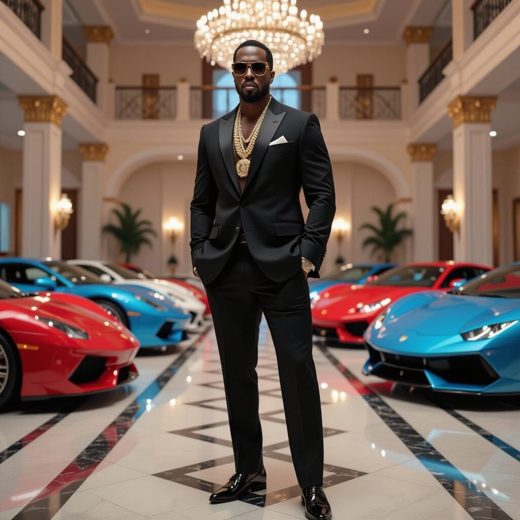 P Diddy in Luxurious Mansion, Contemporary Style