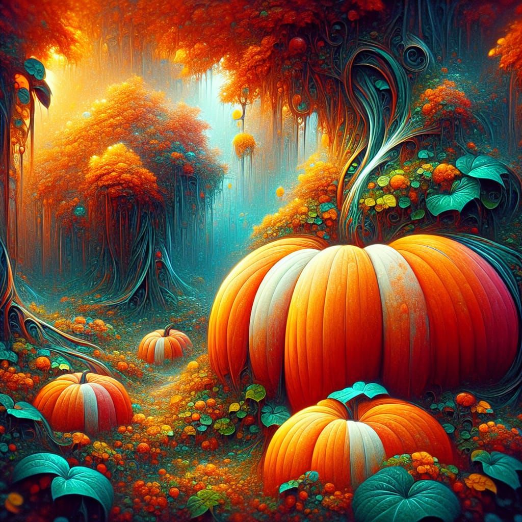 Fantastical Pumpkin in Vibrant Fantasy Concept Art