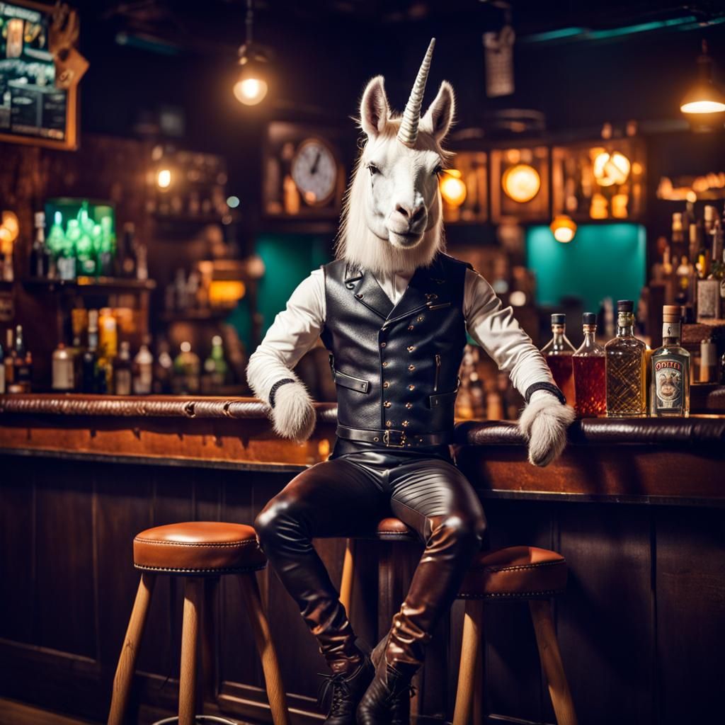 Unicorn-Llama at Dive Bar: Professional Photography