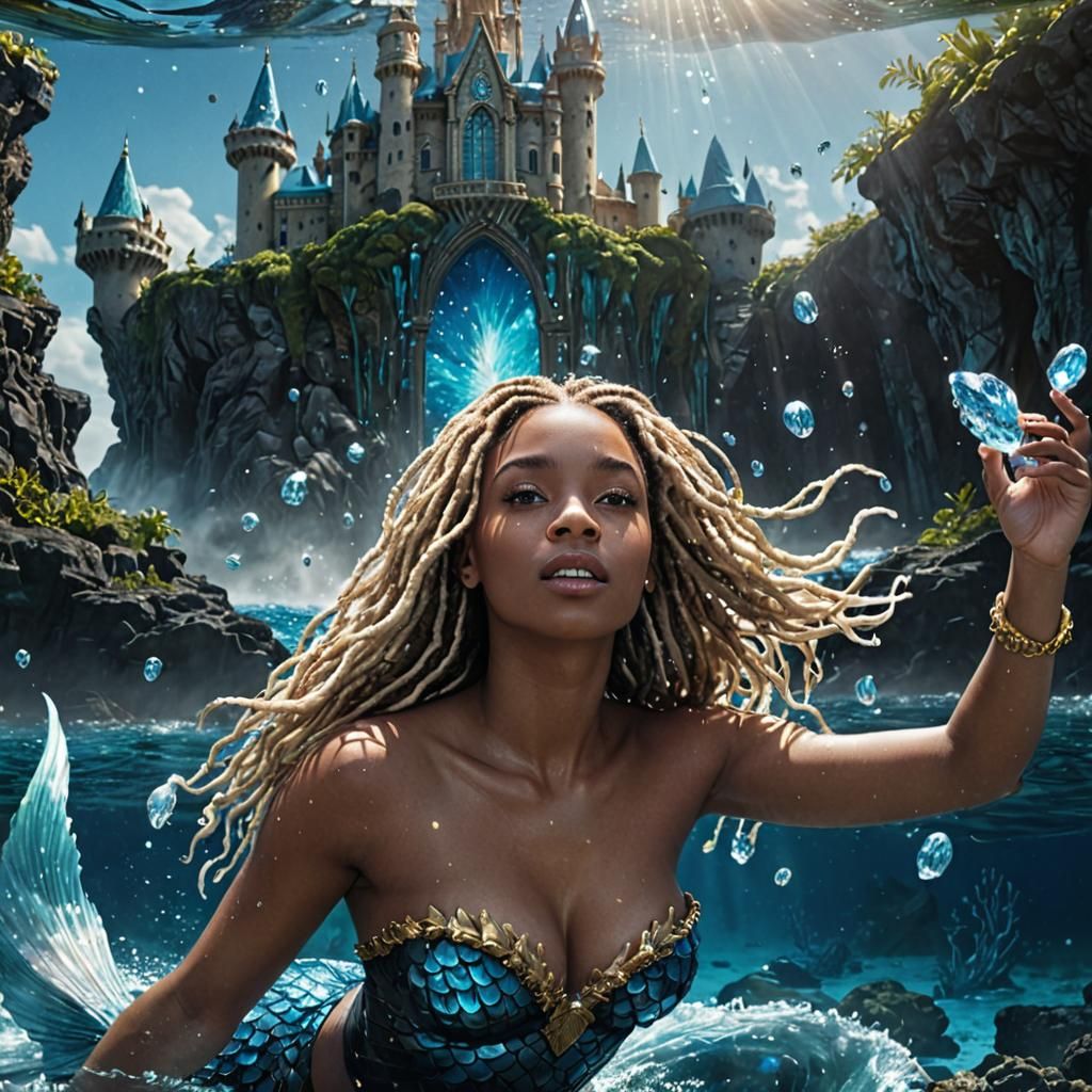 Mermaid Rising from Atlantis: Vogue-Inspired Digital Art