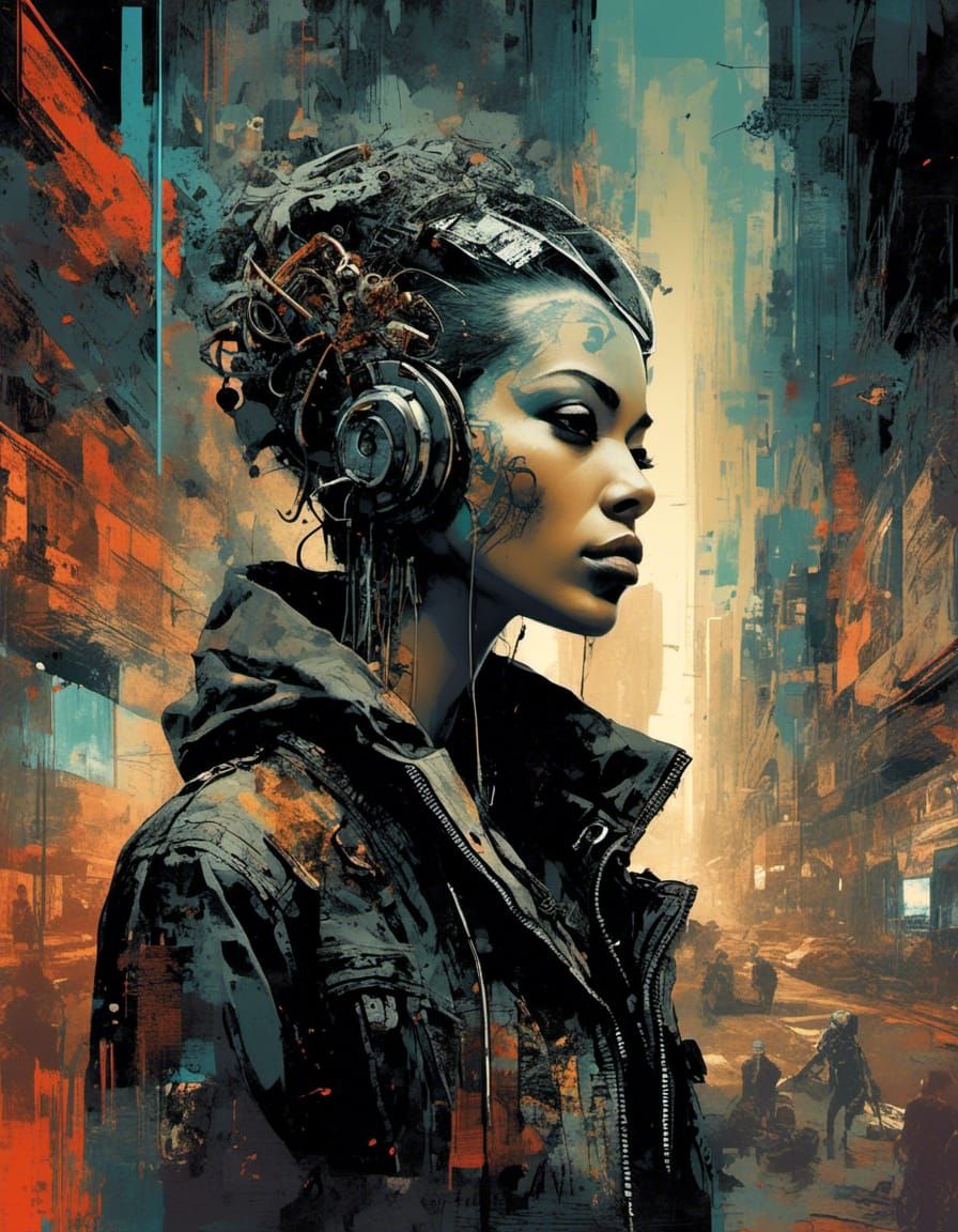 Cyberpunk Peaceful Soul in Avant-Garde Style