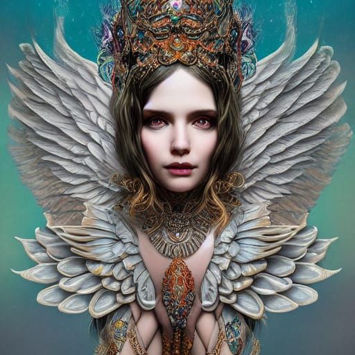 Winged Goddess: Elaborate Collage in High Resolution
