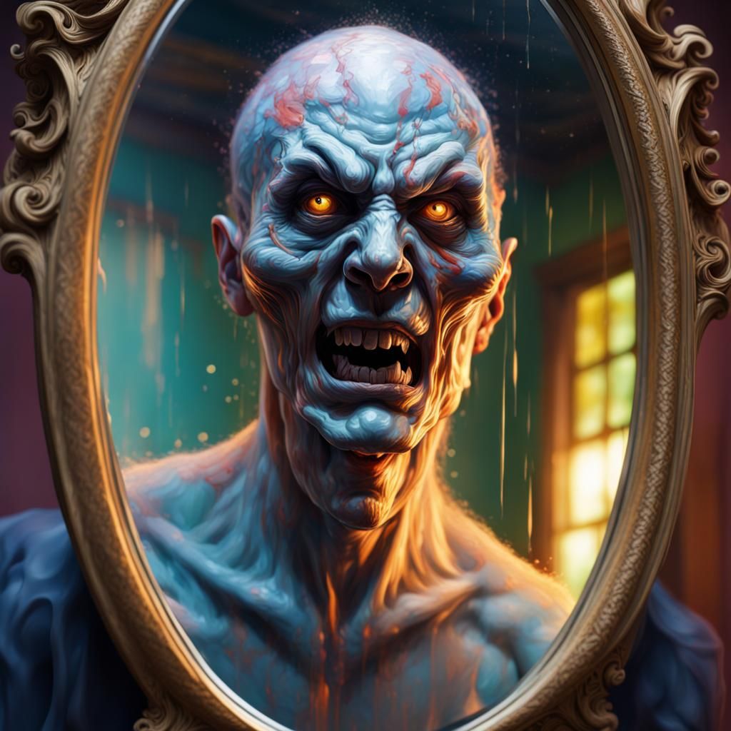 Scary Spirit Appears in a Mirror