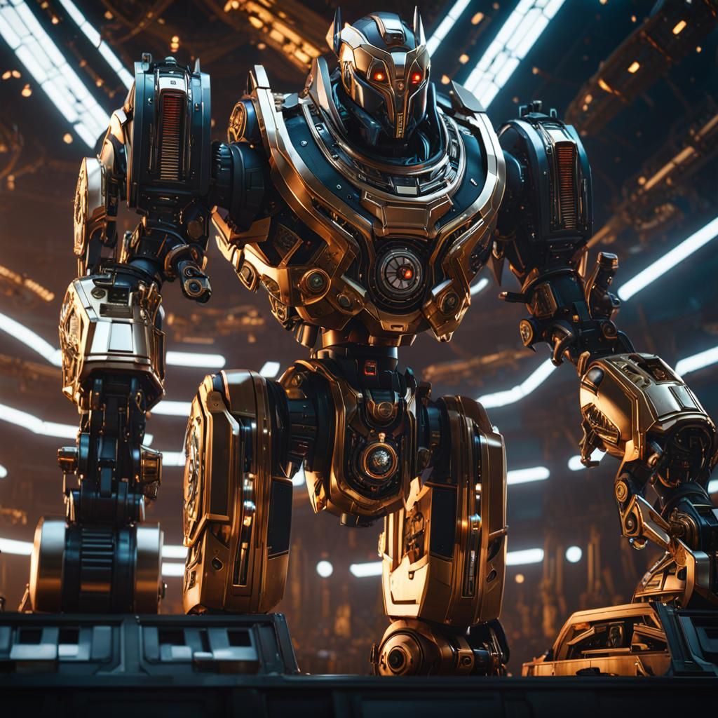 Robot Priest's Sermon in Maximalist Baroque Style