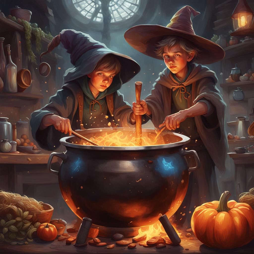 Charming Witch and Wizard Children's Portrait
