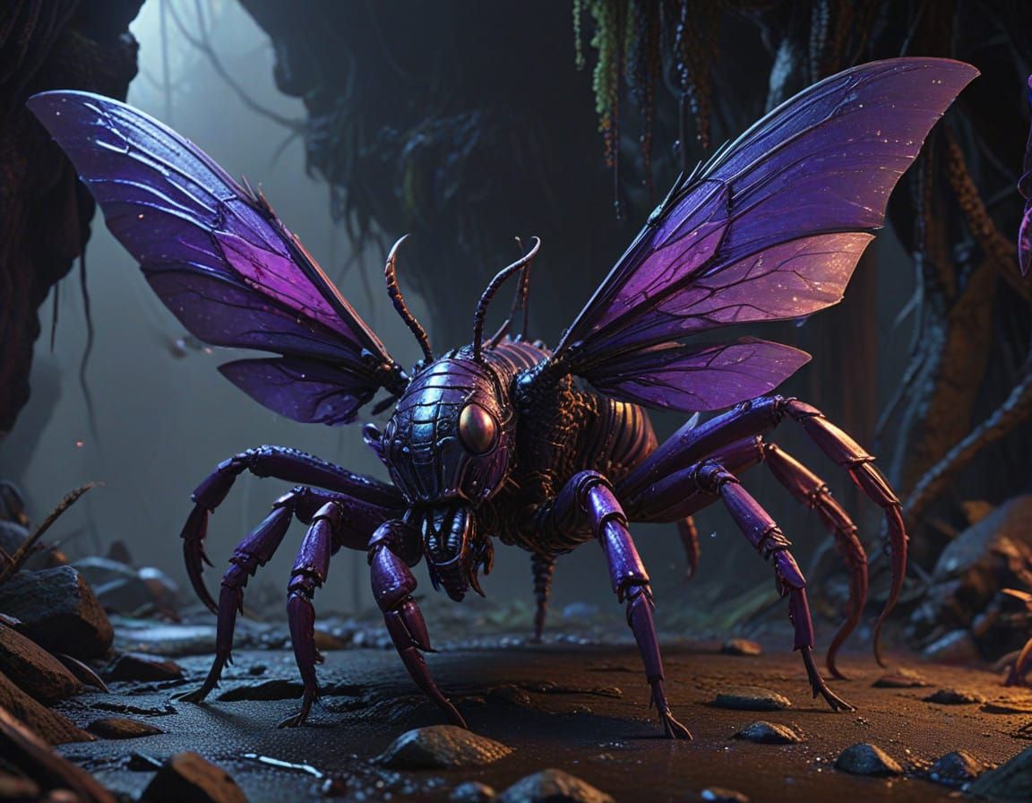 Mystical Scorpion Moth in Dark Fantasy Environment