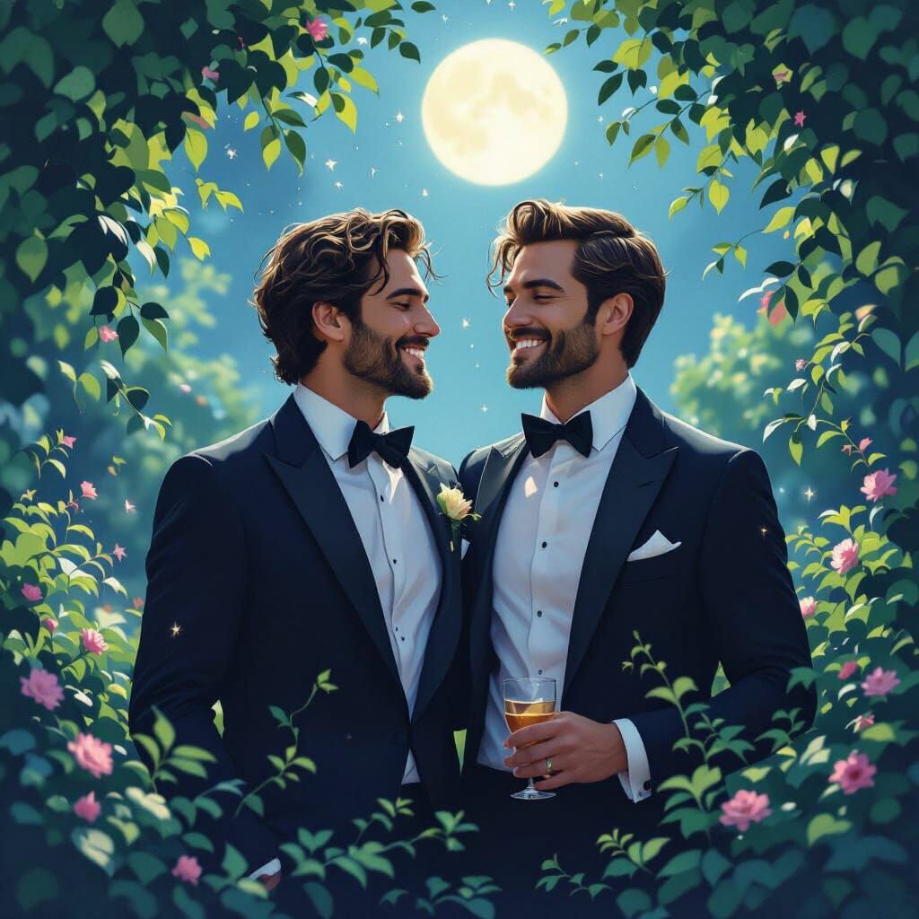 Romantic Moonlight Dance in Ash Thorp Style