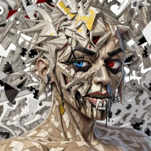 Fragmented Male Face: A Surreal Digital Collage