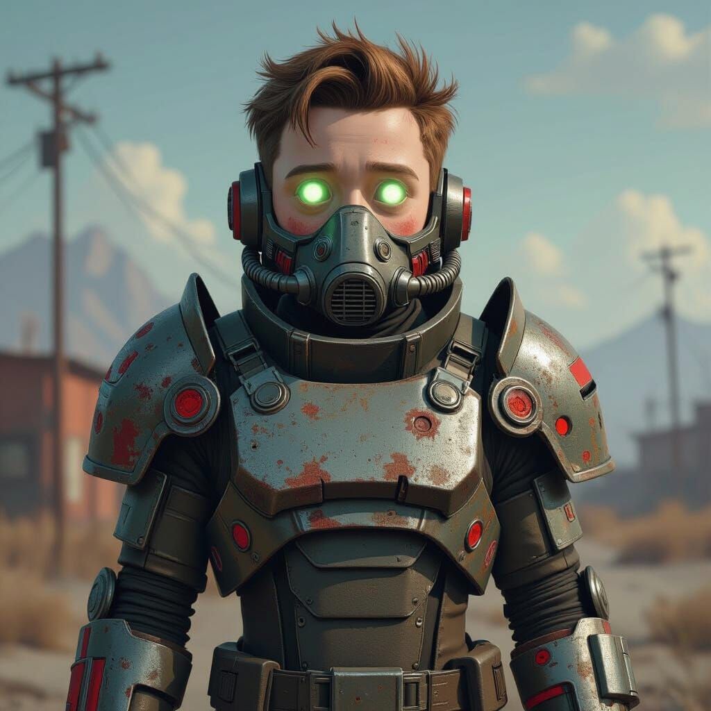 Morty in Fallout-Style Armor, Dystopian Art