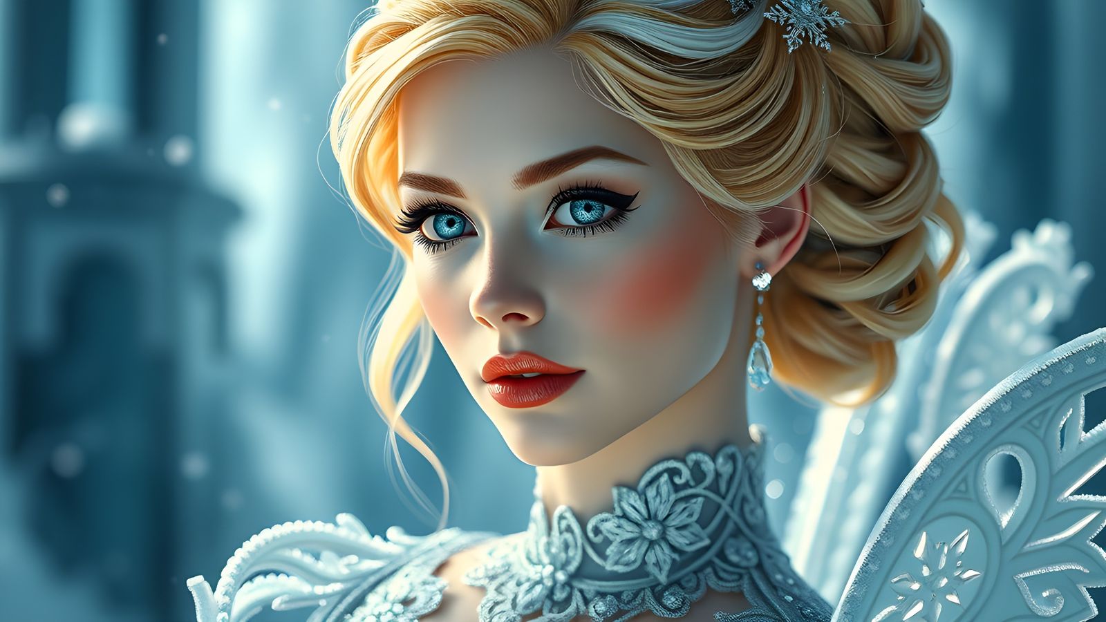Ice Fairy Queen Portrait in Ethereal Light