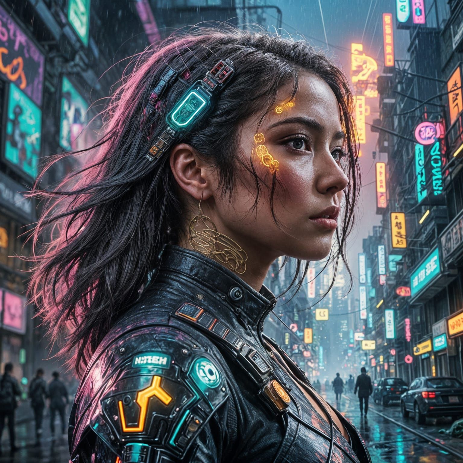 Cyberpunk Goddess in Neon Dystopia