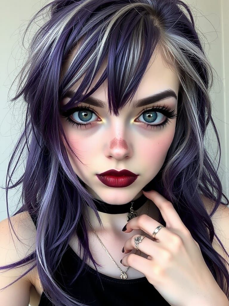 Cute Goth Woman with Expressive Eyes