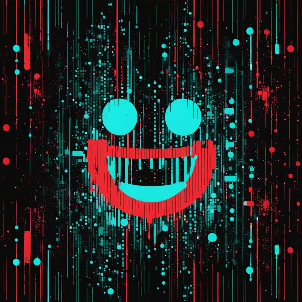 Glitched Smiley Face Digital Art