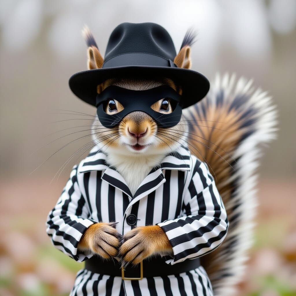 Mischievous Squirrel Burglar in Whimsical Style