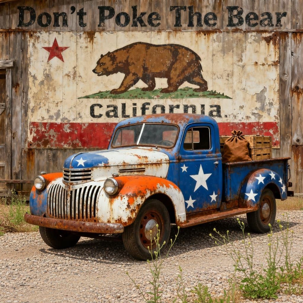 Vintage Rusted Pickup Truck by Rustic Wall