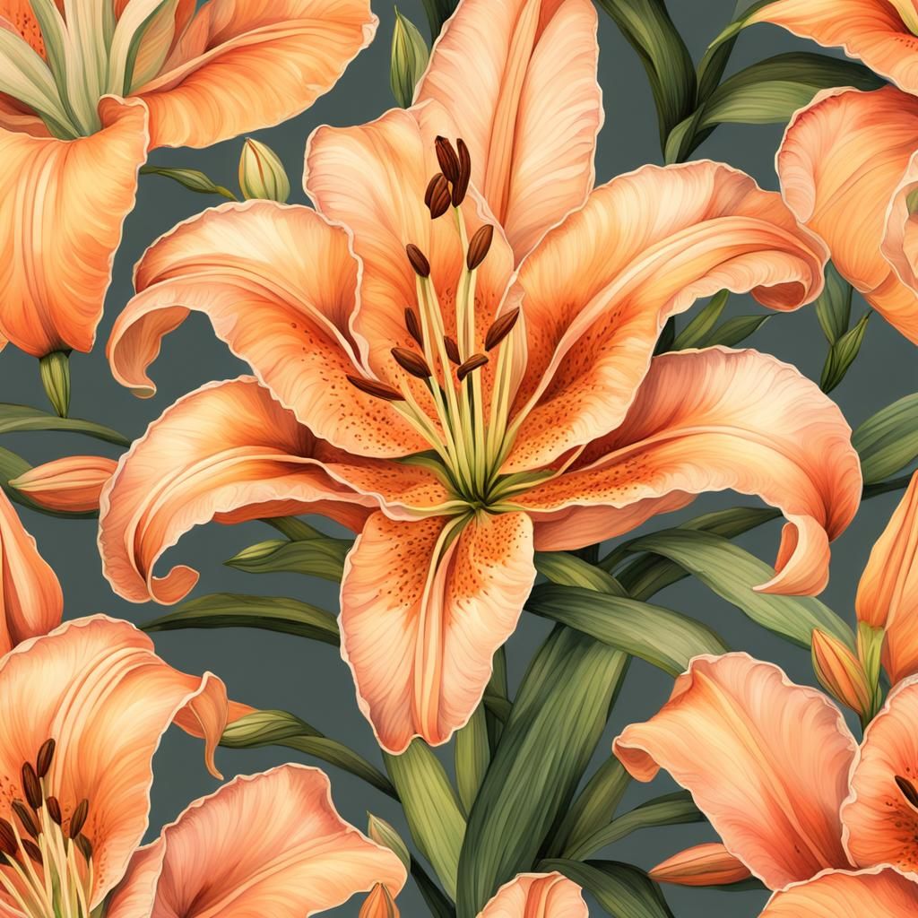 Watercolor Lily with Detailed Petals