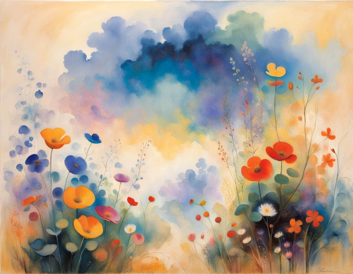 Mystical Flower in Ethereal Meadow, Odilon Redon Style