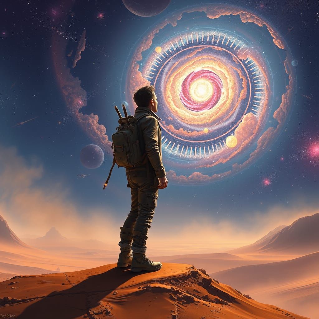 Galactic Nomad in Futuristic Landscape