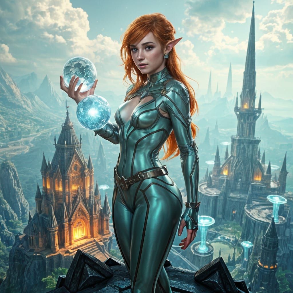 Enchantress on Crystal Spire: Fantasy Concept Art