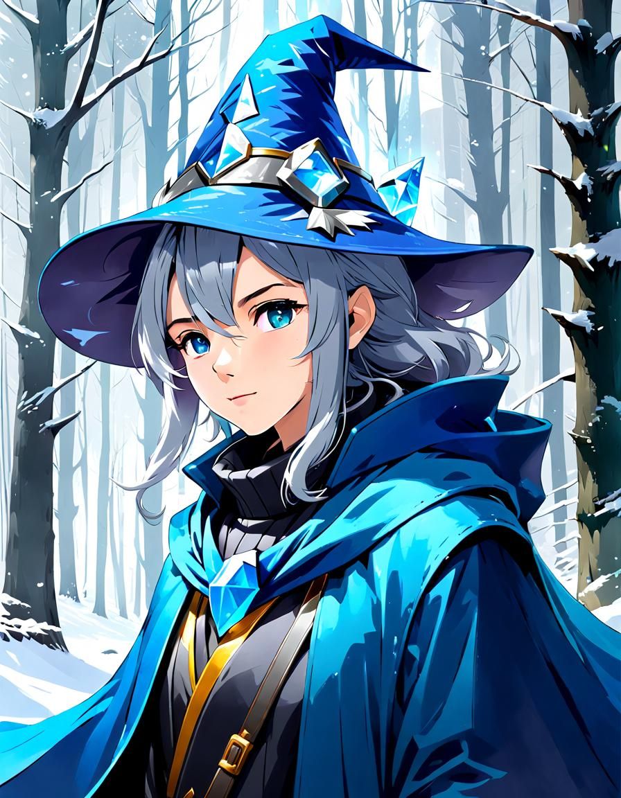 Ice Wizard Portrait in Pastel Colors