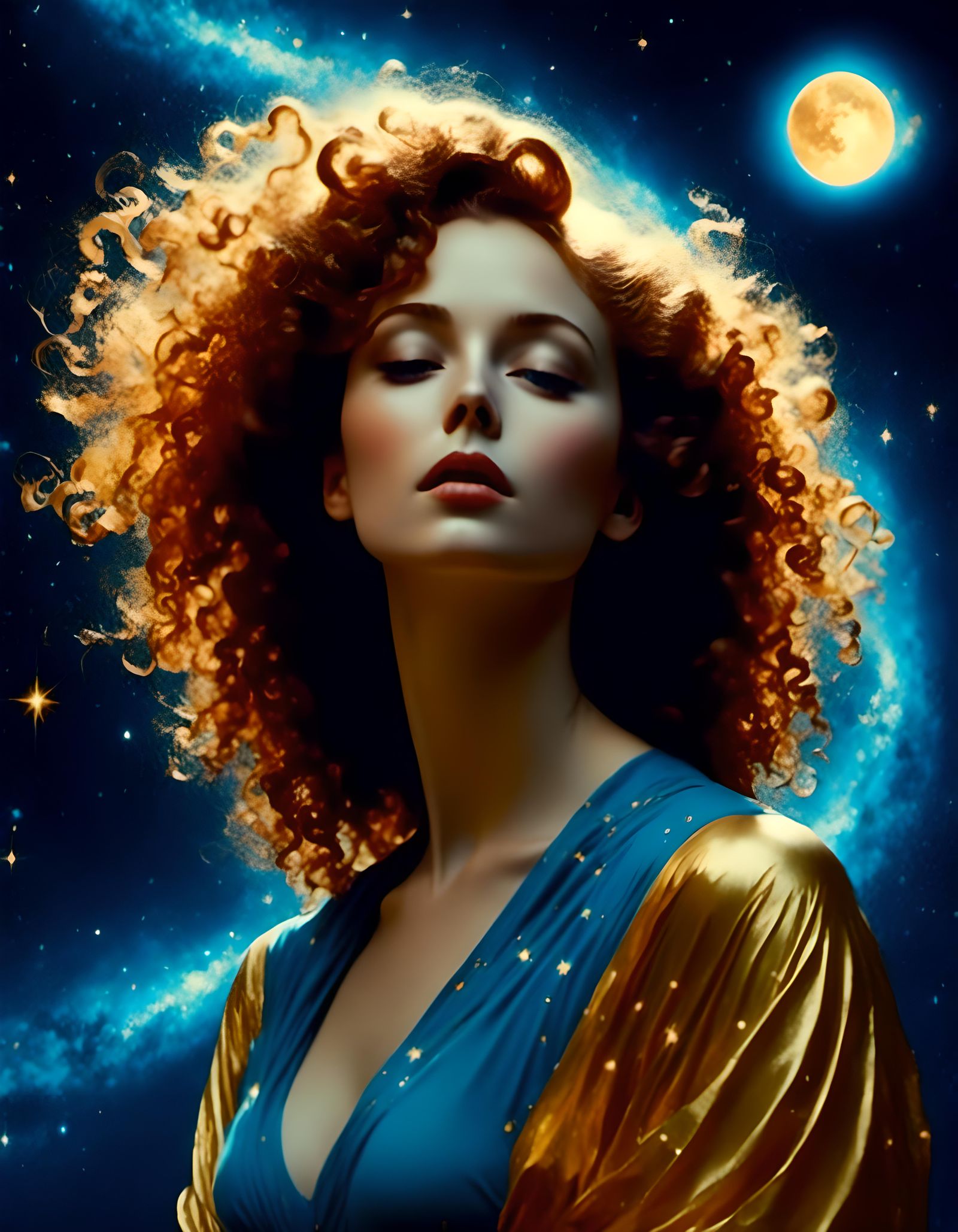 Celestial Woman Portrait in Autochrome Style