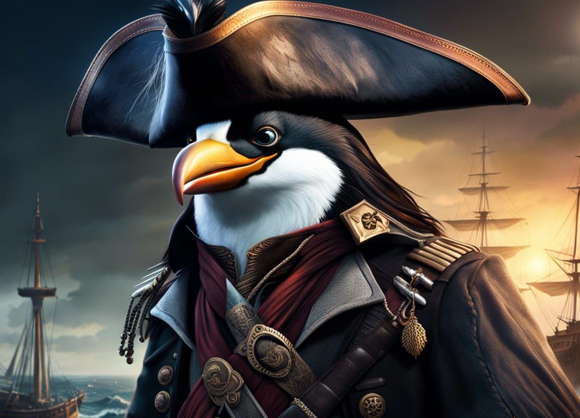 Swashbuckling Penguin as Captain Jack Sparrow