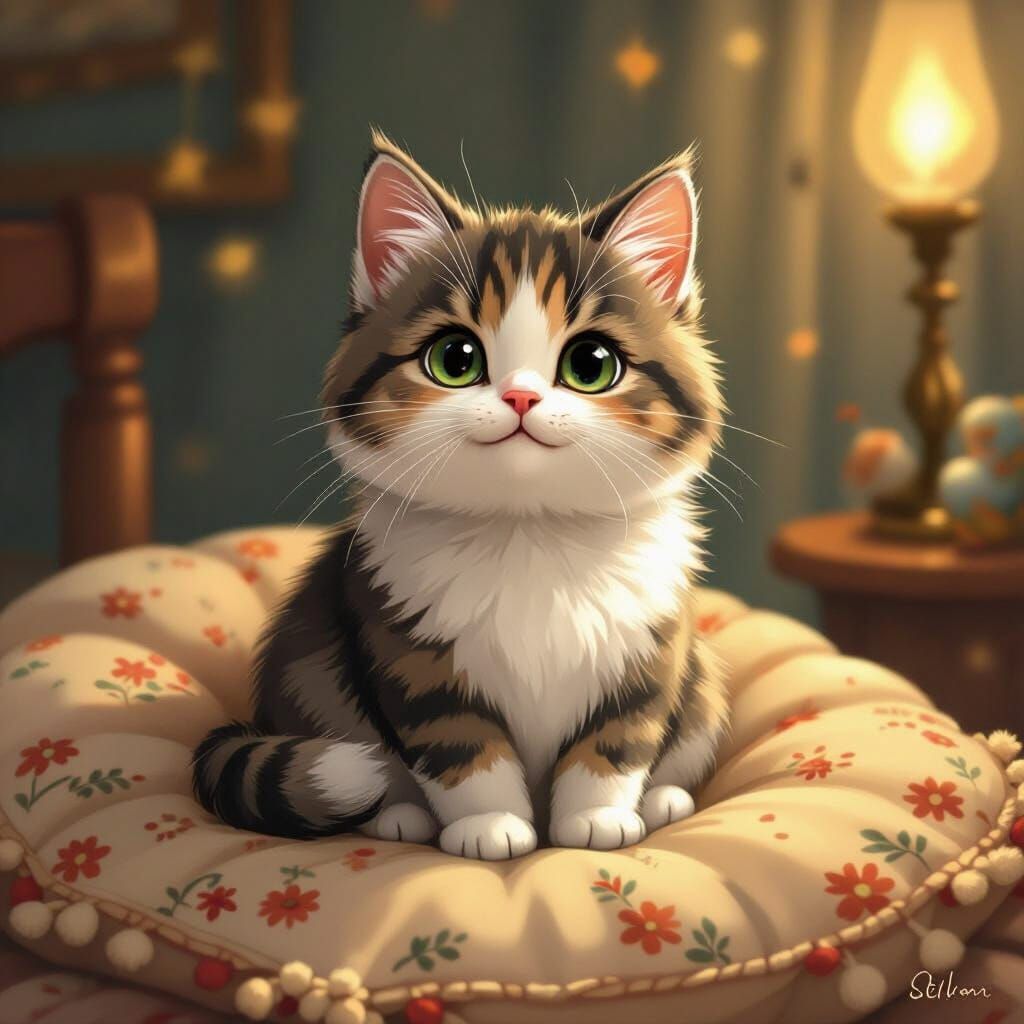 Whimsical Pet Portrait in Folk Art Style