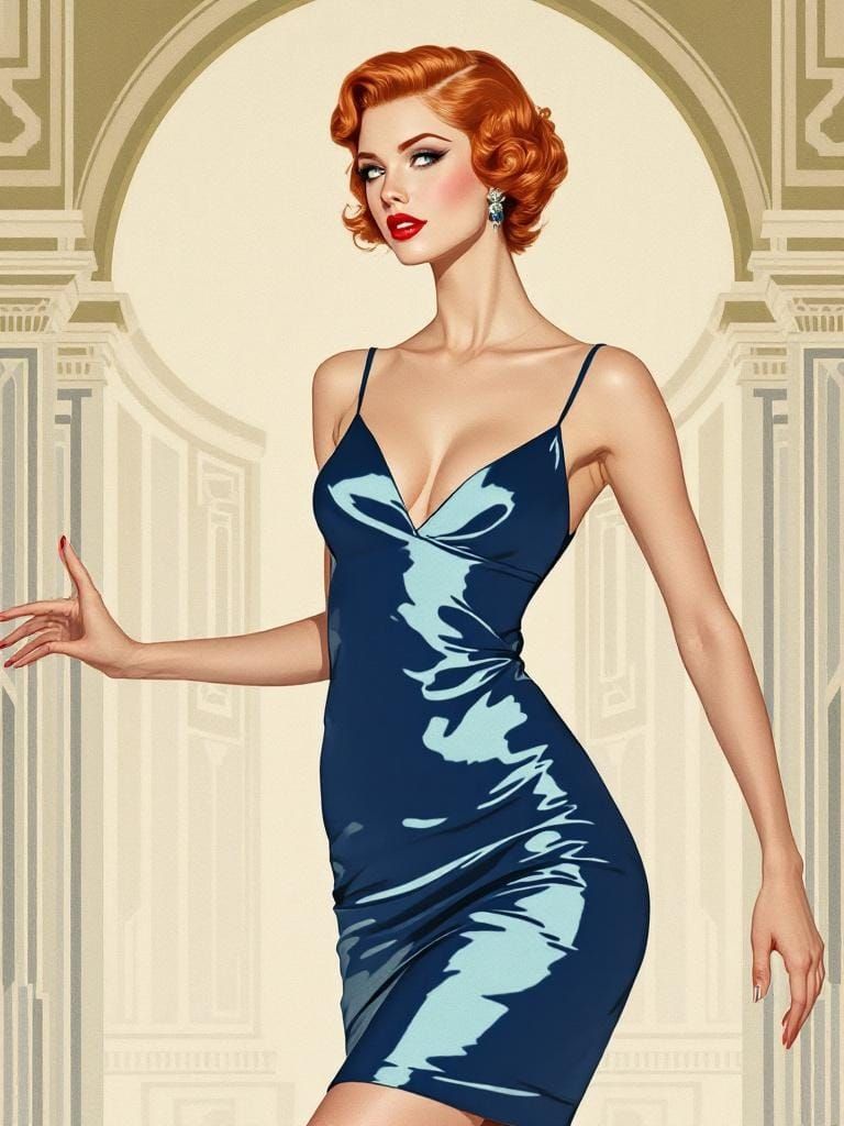 Elegant Redhead in Art Deco Style Portrait