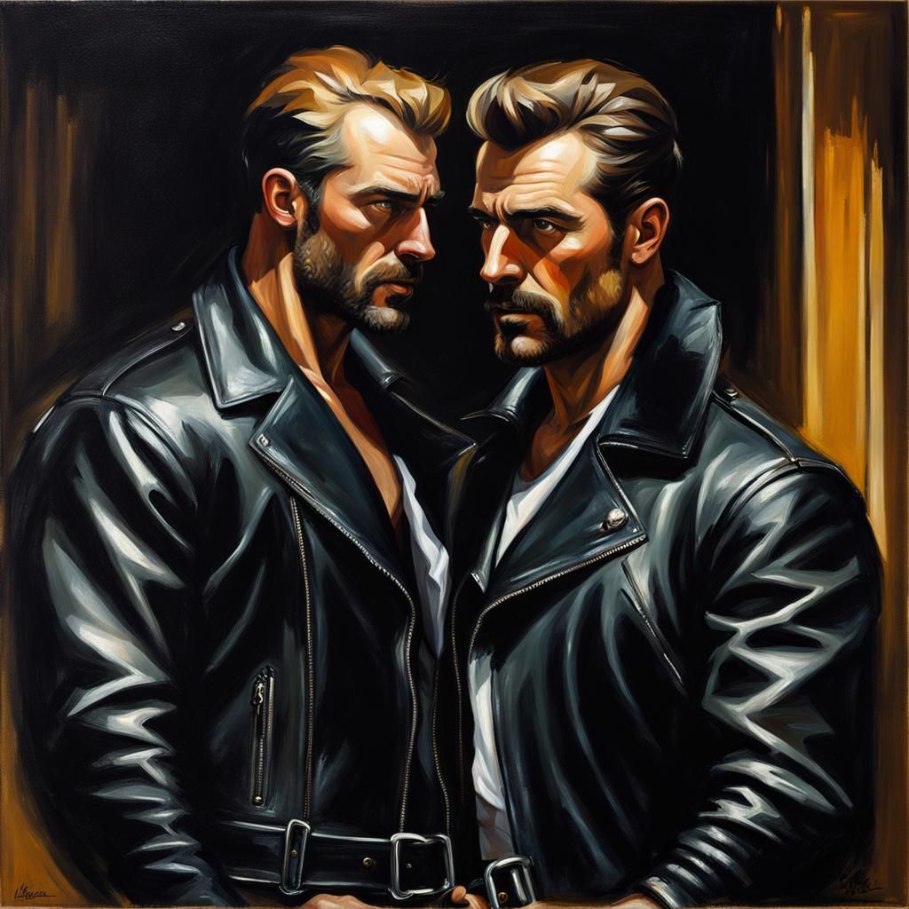 Handsome men, Hopper-inspired style.