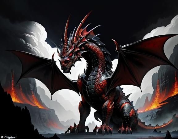 Fiery Dragon in Dynamic Fantasy Art Style