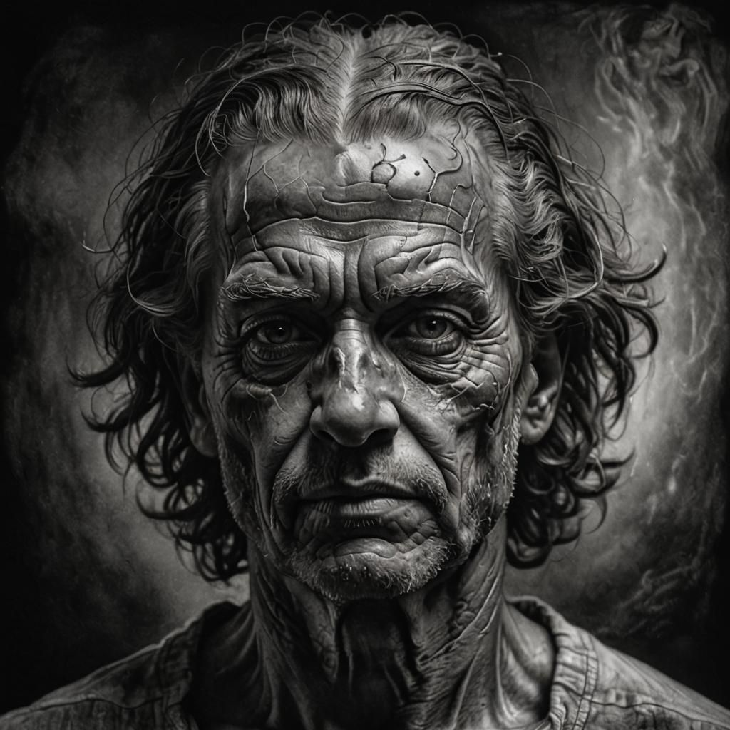 Intricate Charcoal Portrait with Expressive Linework