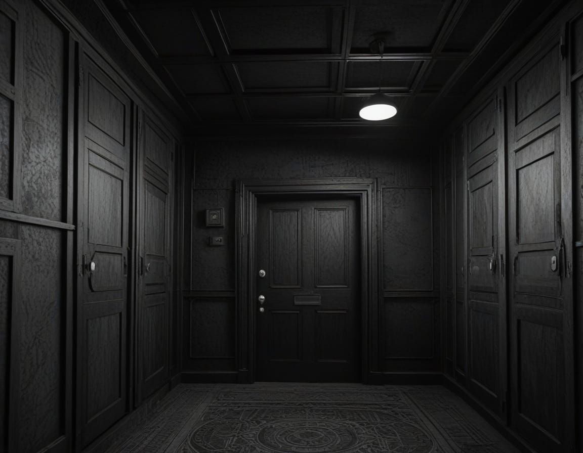 A Futuristic Escape Room Scene in High-Contrast 3D