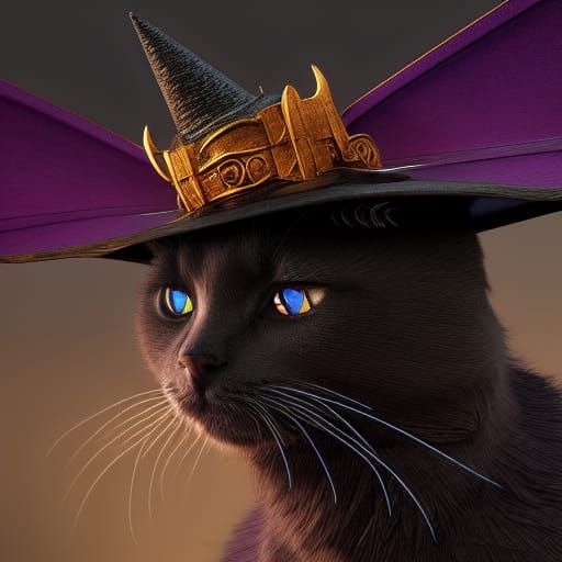 Cat in Witch Hat: Fantasy Concept Art